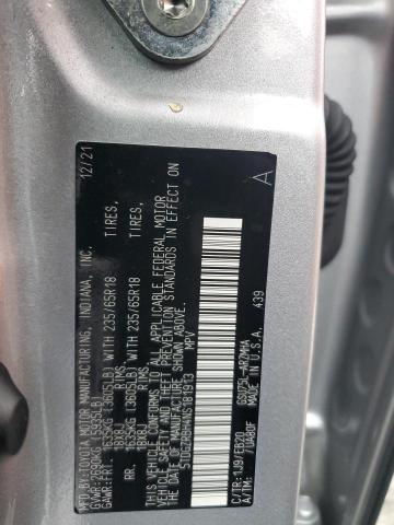 5TDGZRBH4NS181913 - 2022 TOYOTA HIGHLANDER XLE ვერცხლისფერი ფოტო 13