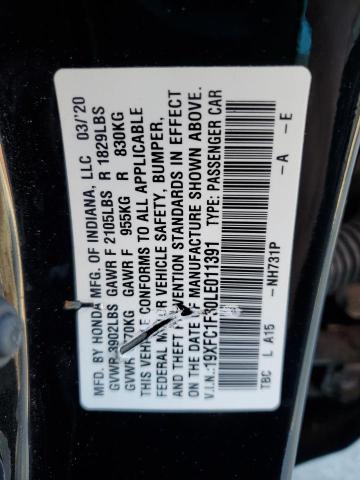 19XFC1F30LE011391 - 2020 HONDA CIVIC EX BLACK photo 13