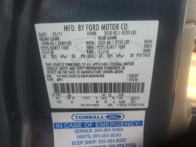 1FMCU0EG3BKB90659 - 2011 FORD ESCAPE LIMITED 灰色 照片 13