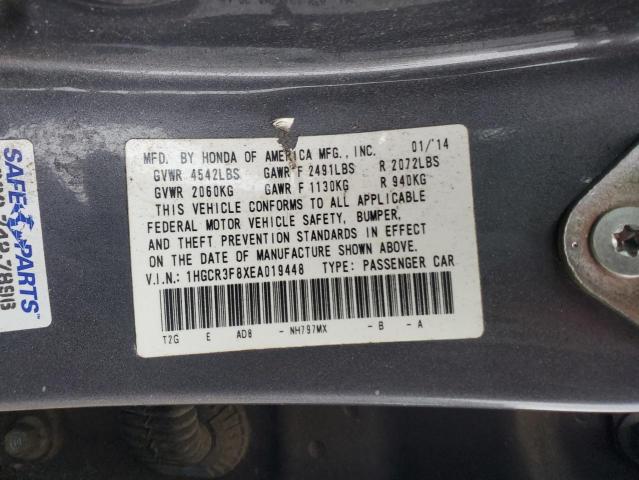 1HGCR3F8XEA019448 - 2014 HONDA ACCORD EXL GRAY photo 12