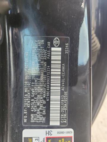 4T1BE46K89U315334 - 2009 TOYOTA CAMRY BASE BLACK photo 12