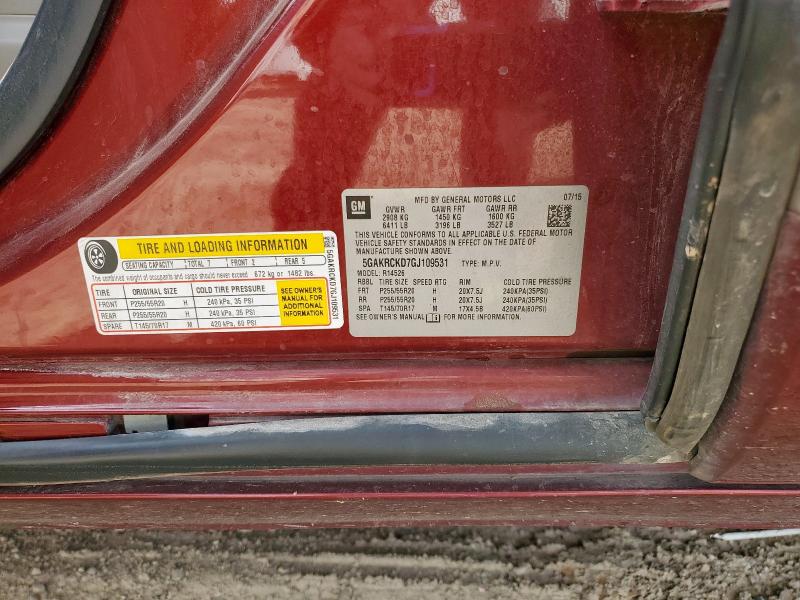 5GAKRCKD7GJ109531 - 2016 BUICK ENCLAVE 红色 照片 14