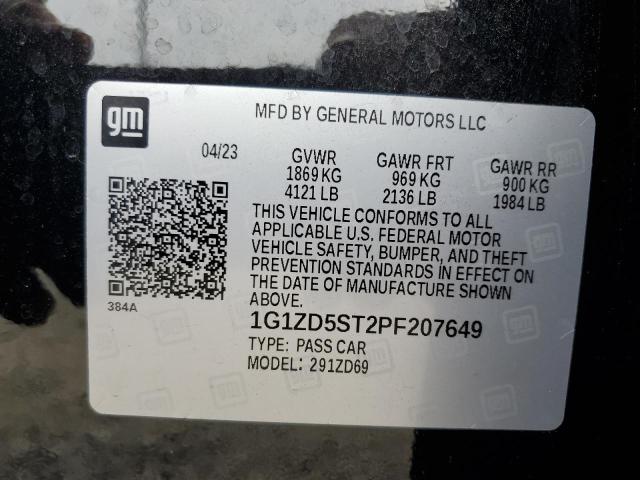 1G1ZD5ST2PF207649 - 2023 CHEVROLET MALIBU LT 黑色 照片 12