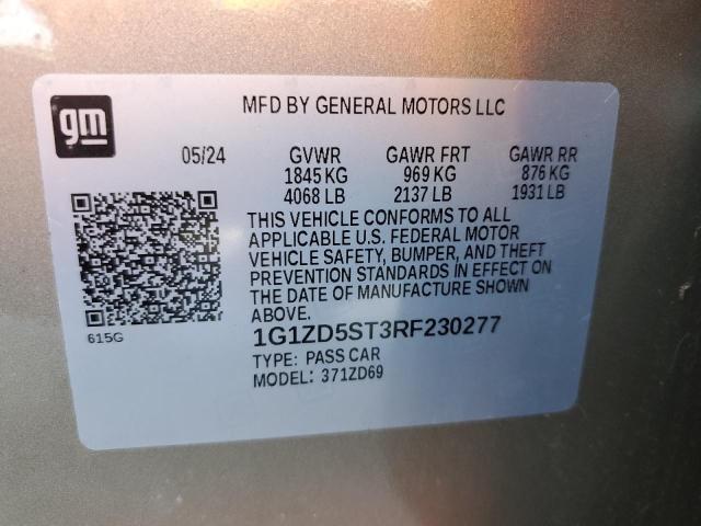 1G1ZD5ST3RF230277 - 2024 CHEVROLET MALIBU LT Алтын фото 12