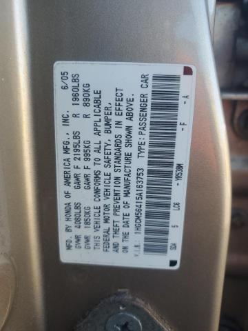 1HGCM56415A163753 - 2005 HONDA ACCORD LX ბეჟი ფოტო 13