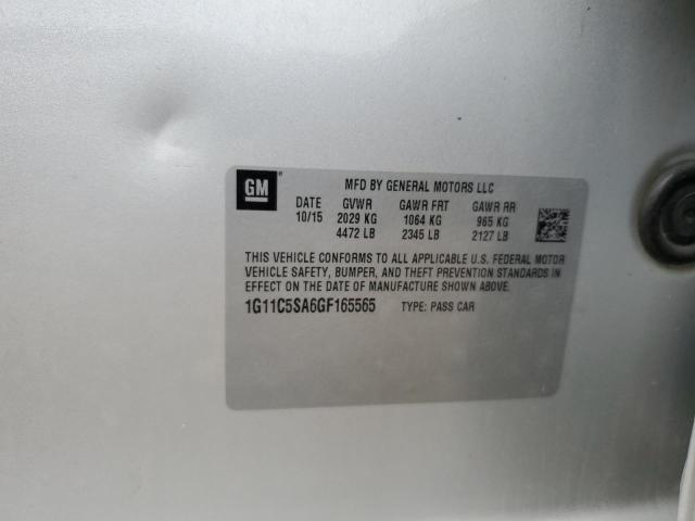 1G11C5SA6GF165565 - 2016 CHEVROLET MALIBU LIM LT SILVER photo 12