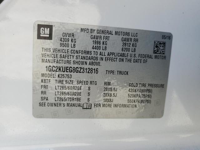 1GC2KUEG8GZ312816 - 2016 CHEVROLET SILVERADO K2500 HEAVY DUTY WHITE photo 12