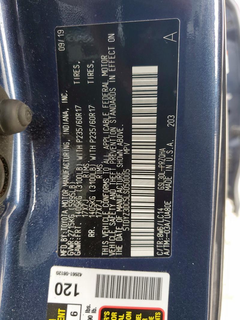 5TDYZ3DC5LS050005 - 2020 TOYOTA SIENNA XLE ლურჯი ფოტო 14