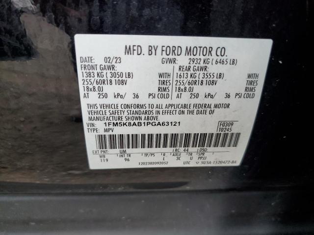 1FM5K8AB1PGA63121 - 2023 FORD EXPLORER POLICE INTERCEPTOR BLACK photo 14