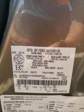 2FMDK4JCXEBA55181 - 2014 FORD EDGE SEL GRAY photo 13