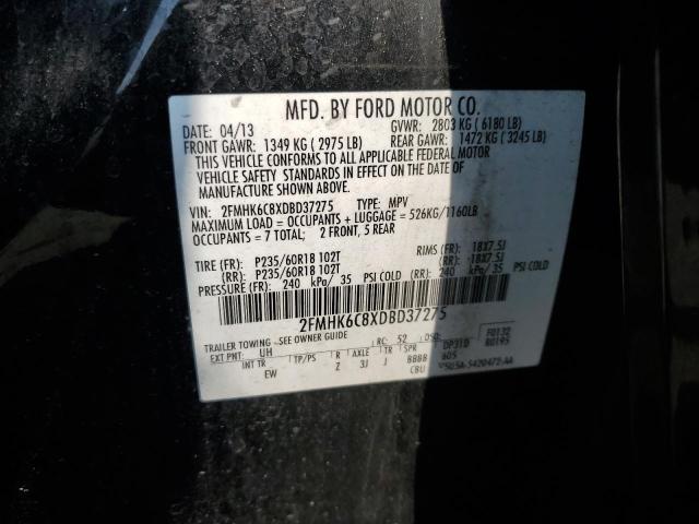 2FMHK6C8XDBD37275 - 2013 FORD FLEX SEL შავი ფოტო 13