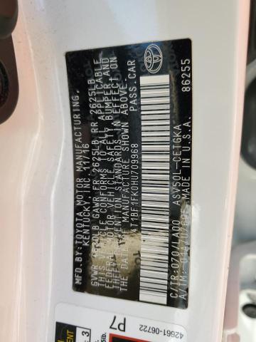 4T1BF1FK0HU709968 - 2017 TOYOTA CAMRY LE WHITE photo 12