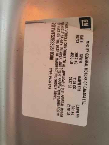 2G1WF52E239310300 - 2003 CHEVROLET IMPALA BROWN photo 12