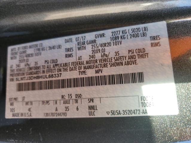 5LMTJ3DH8HUL68337 - 2017 LINCOLN MKC RESERVE ნაცრისფერი ფოტო 12