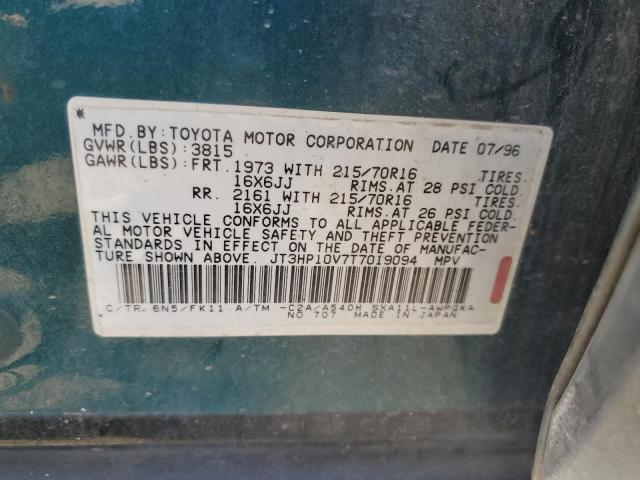 JT3HP10V7T7019094 - 1996 TOYOTA RAV4 GREEN photo 13