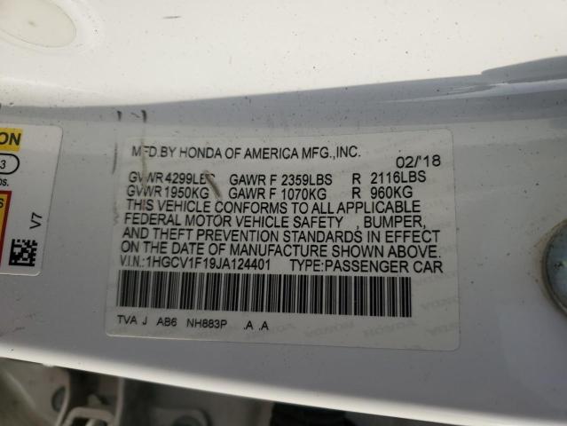 1HGCV1F19JA124401 - 2018 HONDA ACCORD LX თეთრი ფოტო 13