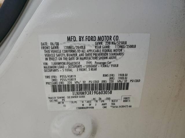 1LNHM93R19G603058 - 2009 LINCOLN MKS WHITE photo 13