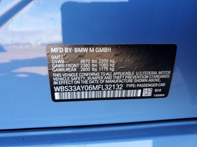 WBS33AY06MFL32132 - 2021 BMW M3 COMPETITION BLUE photo 12