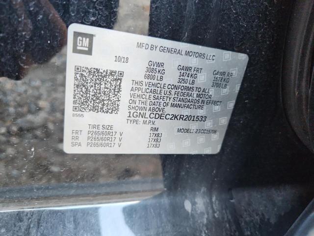 1GNLCDEC2KR201533 - 2019 CHEVROLET TAHOE POLICE أسود صورة 13