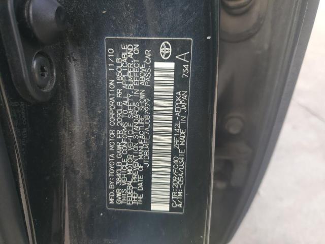 JTDBU4EE7AJ087979 - 2010 TOYOTA COROLLA BASE Schwarz Foto 12