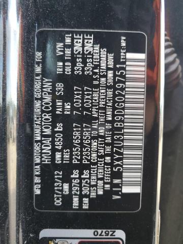 5XYZU3LB9DG029751 - 2013 HYUNDAI SANTA FE S BLACK photo 13