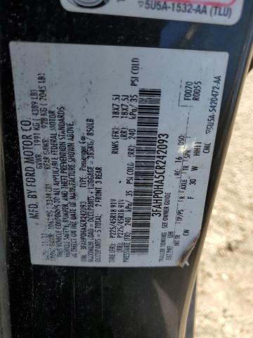 3FAHP0HA5CR242093 - 2012 FORD FUSION SE BLACK photo 12