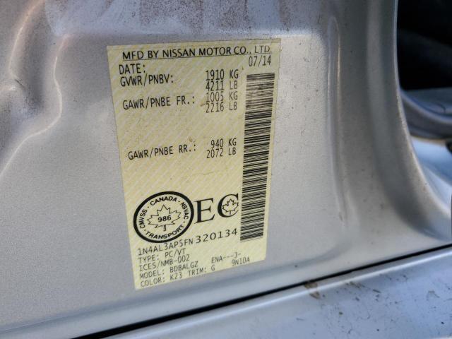 1N4AL3AP5FN320134 - 2015 NISSAN ALTIMA 2.5 SILVER photo 12