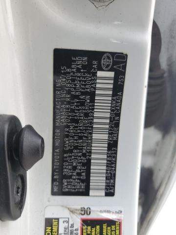 2T1BURHEXFC399211 - 2015 TOYOTA COROLLA L WHITE photo 12