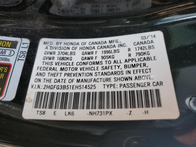 2HGFG3B51EH514525 - 2014 HONDA CIVIC LX BLACK photo 13