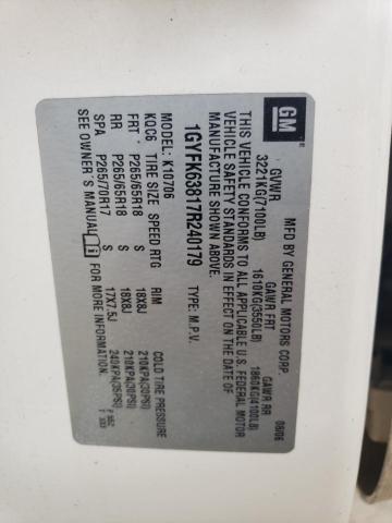 1GYFK63817R240179 - 2007 CADILLAC ESCALADE LUXURY Սպիտակ լուսանկար 13