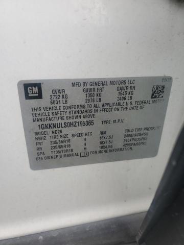 1GKKNULS0HZ195365 - 2017 GMC ACADIA SLT-1 WHITE photo 13