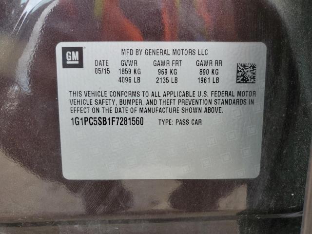 1G1PC5SB1F7281560 - 2015 CHEVROLET CRUZE LT იასამნისფერი ფოტო 13