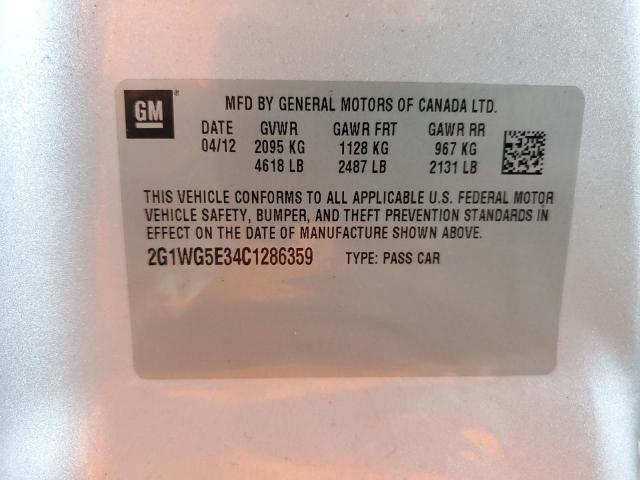 2G1WG5E34C1286359 - 2012 CHEVROLET IMPALA LT 银色 照片 12