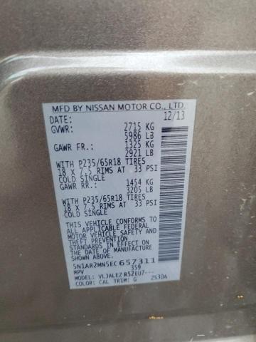 5N1AR2MN5EC657311 - 2014 NISSAN PATHFINDER S 灰色 照片 13