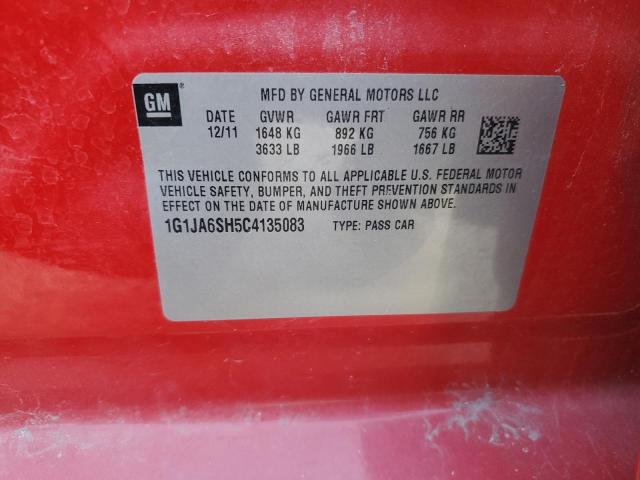 1G1JA6SH5C4135083 - 2012 CHEVROLET SONIC LS RED photo 12