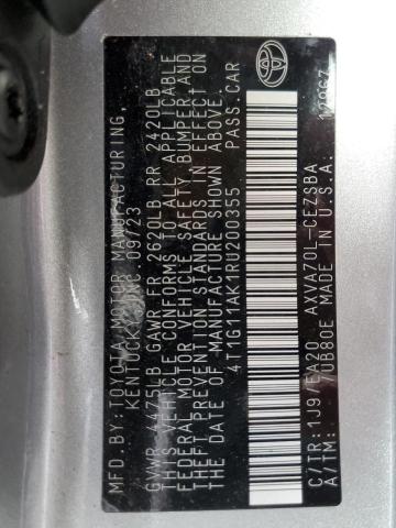 4T1G11AK1RU200355 - 2024 TOYOTA CAMRY SE NIGHT SHADE SILVER photo 12