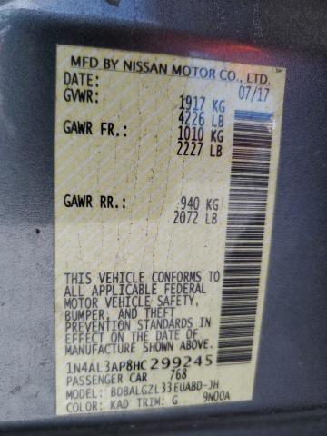 1N4AL3AP8HC299245 - 2017 NISSAN ALTIMA 2.5 灰色 照片 12