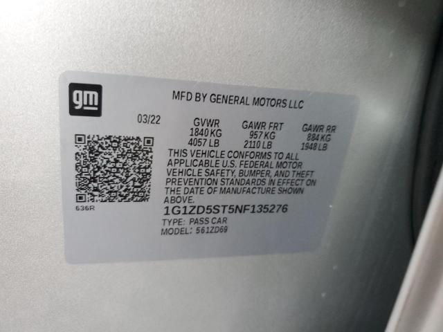 1G1ZD5ST5NF135276 - 2022 CHEVROLET MALIBU LT SILVER photo 13