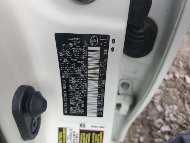 2T1BURHE8FC346345 - 2015 TOYOTA COROLLA L თეთრი ფოტო 13