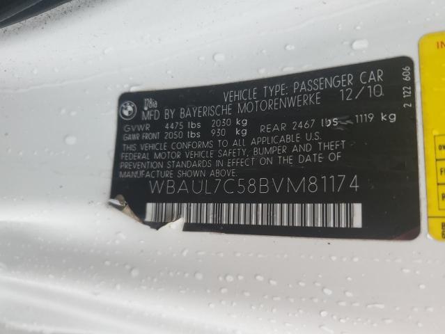 WBAUL7C58BVM81174 - 2011 BMW 128 I WHITE photo 13