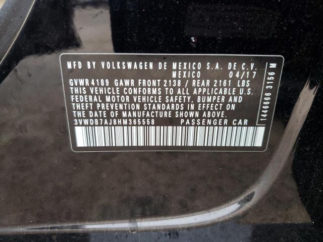 3VWDB7AJ8HM365558 - 2017 VOLKSWAGEN JETTA SE 黑色 照片 13