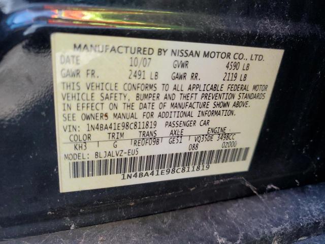 1N4BA41E98C811819 - 2008 NISSAN MAXIMA SE BLACK photo 12