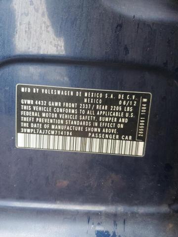 3VWPL7AJ7CM714194 - 2012 VOLKSWAGEN JETTA TDI BLUE photo 12