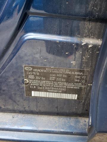 5NPE24AF8HH515840 - 2017 HYUNDAI SONATA SE 蓝色 照片 12