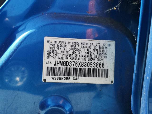 JHMGD376X8S053866 - 2008 HONDA FIT SPORT ლურჯი ფოტო 12