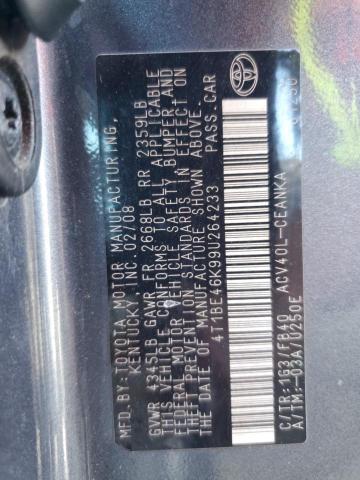 4T1BE46K99U264233 - 2009 TOYOTA CAMRY BASE 灰色 照片 12