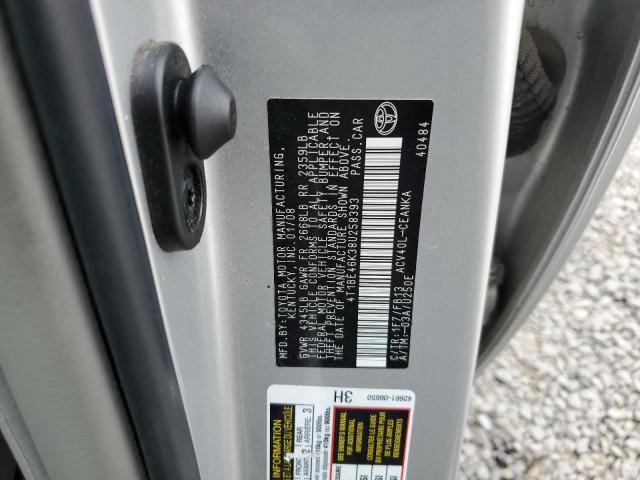 4T1BE46K38U258393 - 2008 TOYOTA CAMRY CE 银色 照片 12