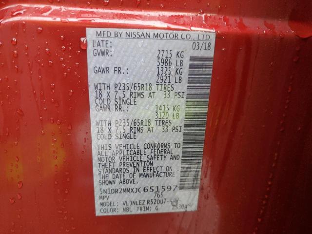 5N1DR2MMXJC651597 - 2018 NISSAN PATHFINDER S Rot Foto 14