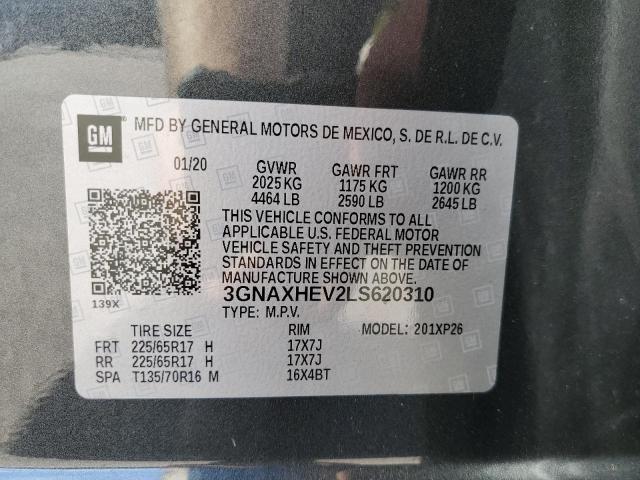 3GNAXHEV2LS620310 - 2020 CHEVROLET EQUINOX LS GRAY photo 13