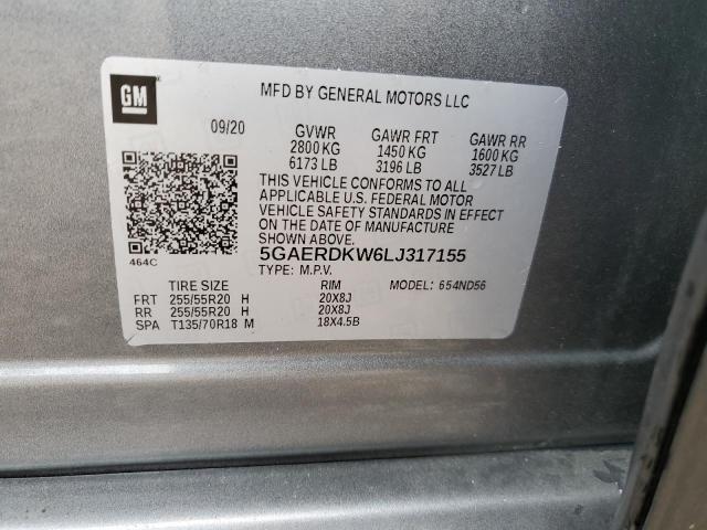 5GAERDKW6LJ317155 - 2020 BUICK ENCLAVE AVENIR 灰色 照片 13